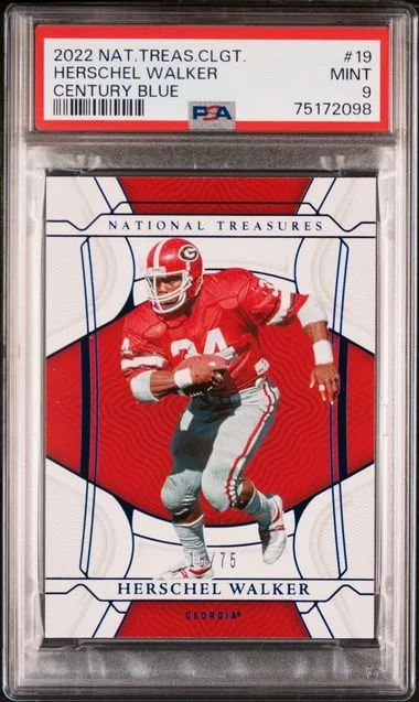 2022 Panini National Treasures Herschel Walker Collegiate Century Blue #19 card image
