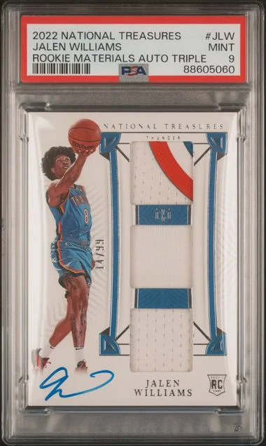 2022 Panini National Treasures Jalen Williams Materials Autographs Triple #JLW card image