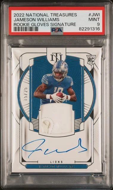 2022 Panini National Treasures Jameson Williams Gloves Signature #RGS-JWI card image