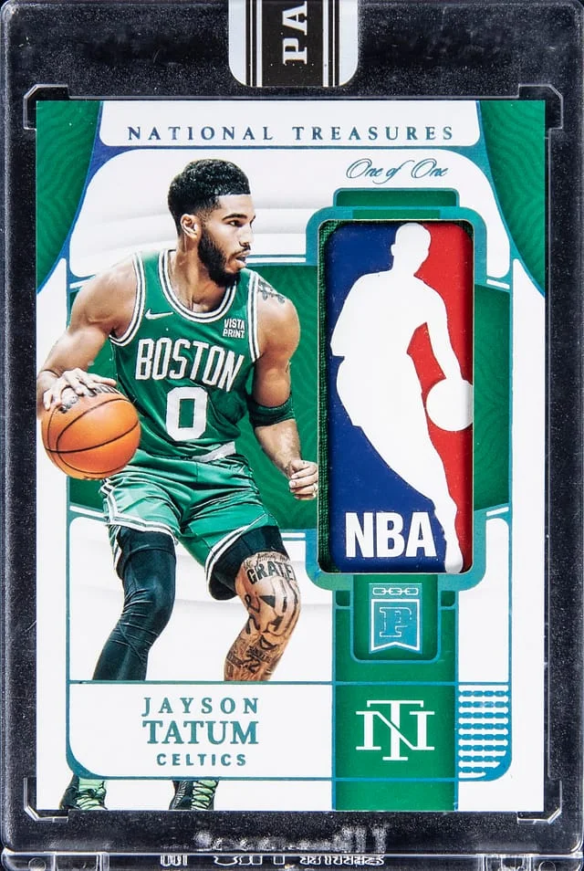 2022 Panini National Treasures Jayson Tatum Blockchain Logoman #LM-JT card image