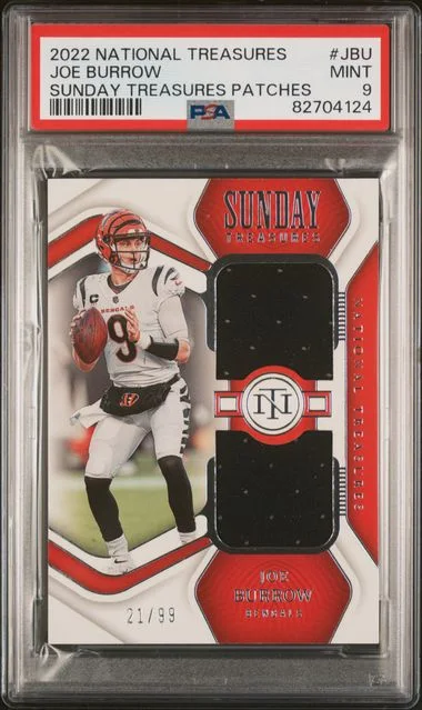 2022 Panini National Treasures Joe Burrow Sunday Treasures Patches #JBU card image
