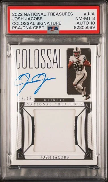 2022 Panini National Treasures Josh Jacobs Colossal Signature #JJA card image