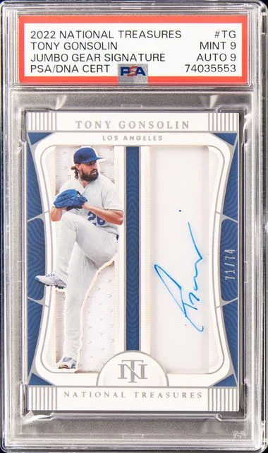 2022 Panini National Treasures Jumbo Gear Signatures Tg Tony Gonsolin #no-number card image