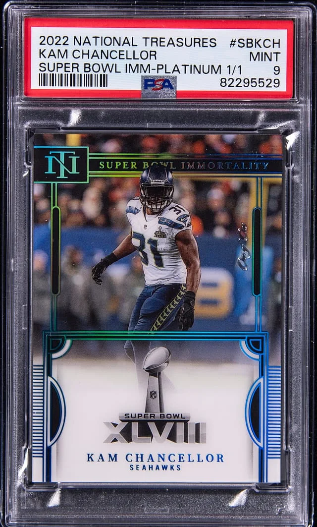 2022 Panini National Treasures Kam Chancellor Super Bowl Immortality Platinum #SB-KCH card image
