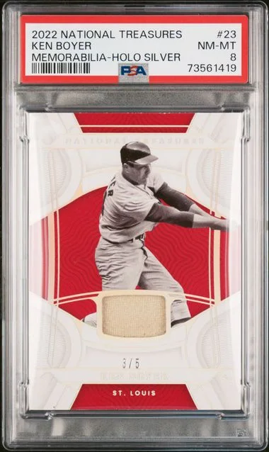 2022 Panini National Treasures Ken Boyer Memorabilia Holo Silver #23 card image