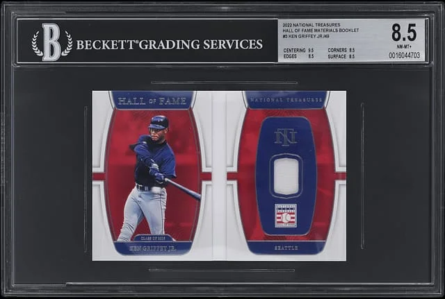 2022 Panini National Treasures Ken Griffey Jr. Relic Booklet Hall of Fame Materials Booklet #HFB-JR card image