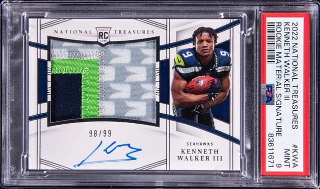 2022 Panini National Treasures Kenneth Walker III Material Signature #RMS-KWA card image