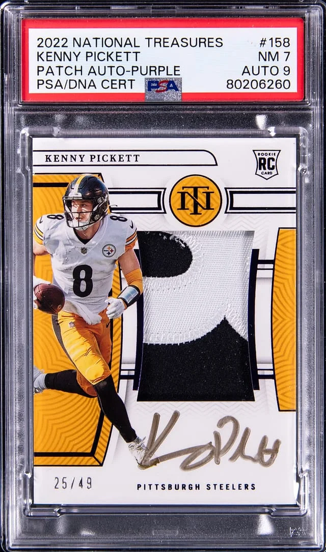 2022 Panini National Treasures Kenny Pickett Patch Autograph #158 card image