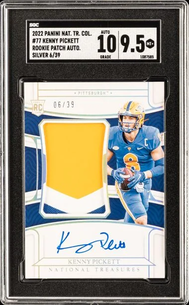 2022 Panini National Treasures Kenny Pickett Collegiate Patch Autographed Silver #77 card image