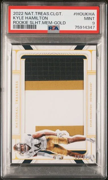 2022 Panini National Treasures Kyle Hamilton Collegiate Silhouettes Memorabilia Gold #HOU-KHA card image