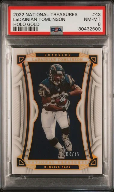 2022 Panini National Treasures Ladainian Tomlinson Holo Gold #43 card image