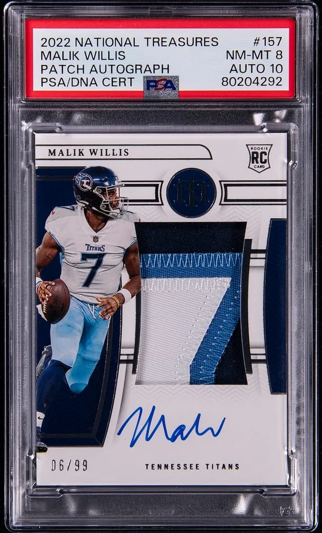 2022 Panini National Treasures Malik Willis Patch Autographs (RPA) #157 card image