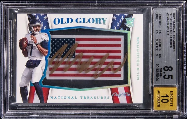 2022 Panini National Treasures Malik Willis Old Glory Signatures #OGS-MWI card image