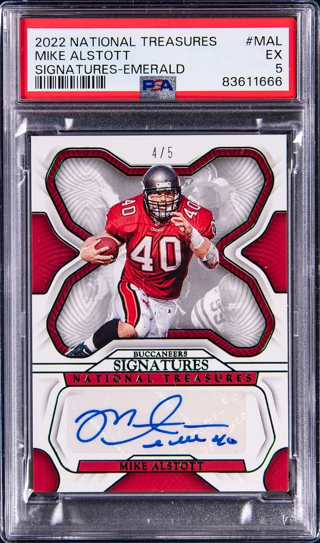 2022 Panini National Treasures Mike Alstott Signatures Emerald #SIG-MAL card image
