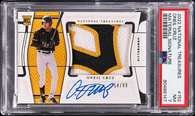 2022 Panini National Treasures Oneil Cruz Material Signature #152 card image