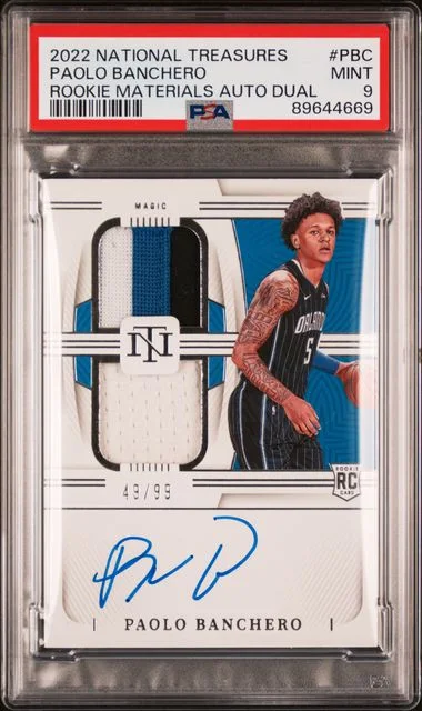 2022 Panini National Treasures Paolo Banchero Materials Autographs Dual #PBC card image