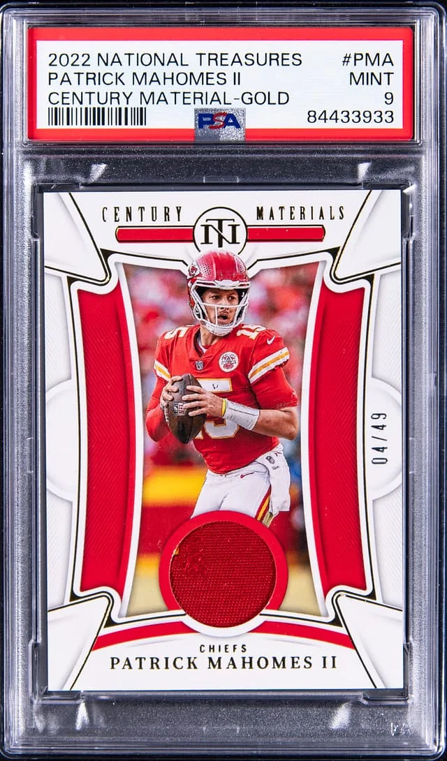 2022 Panini National Treasures Patrick Mahomes II Century Materials Gold #CEN-PMA card image