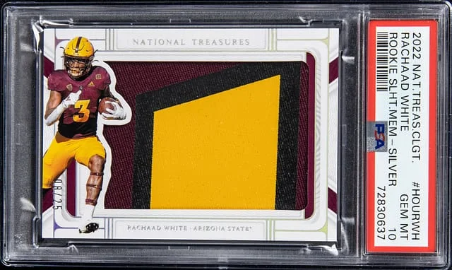 2022 Panini National Treasures Rachaad White Collegiate Silhouette Memorabilia Silver #HOURWH card image