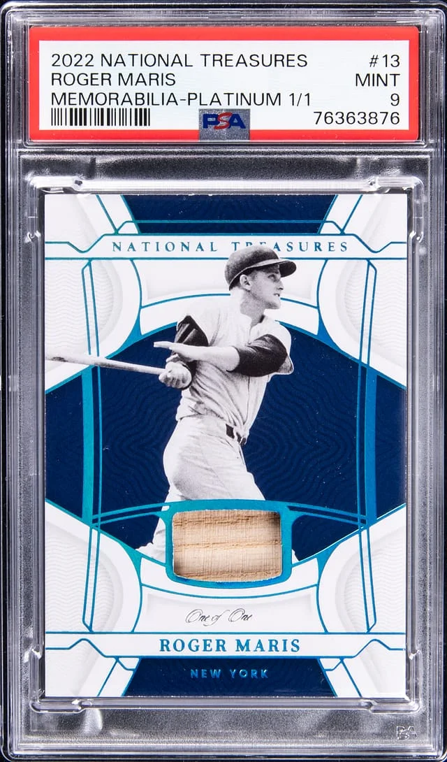 2022 Panini National Treasures Roger Maris Memorabilia Platinum #13 card image