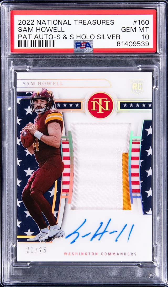 2022 Panini National Treasures Sam Howell Patch Autograph (RPA) Holo Silver #160 card image