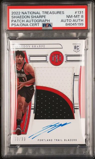 2022 Panini National Treasures Shaedon Sharpe Patch Autograph #131 card image