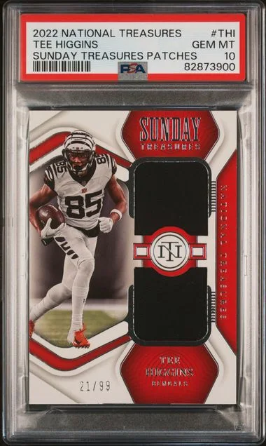 2022 Panini National Treasures Tee Higgins Sunday Treasures Patches #THI card image
