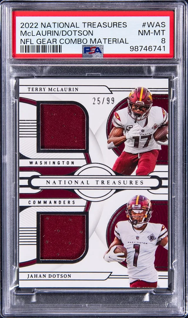 2022 Panini National Treasures Terry McLaurin/Jahan Dotson NFL Gear Combo Material #GCM-WAS card image