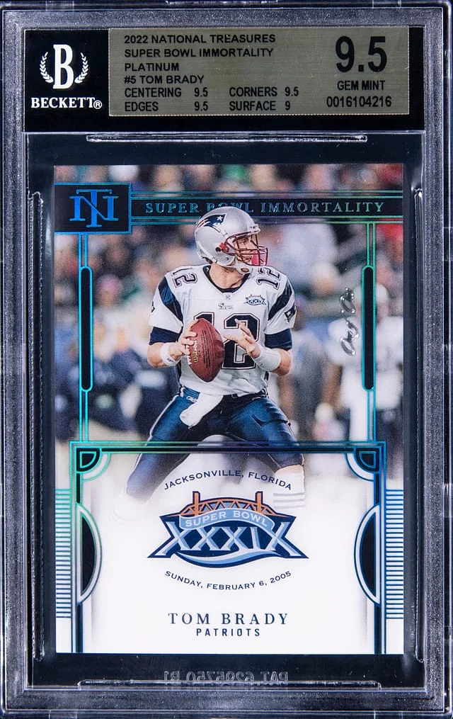 2022 Panini National Treasures Tom Brady Super Bowl Immortality Platinum #SB-TBR card image