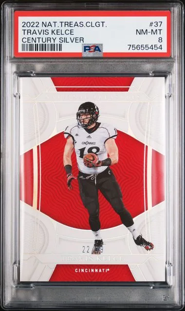 2022 Panini National Treasures Travis Kelce Collegiate Century Silver #37 card image