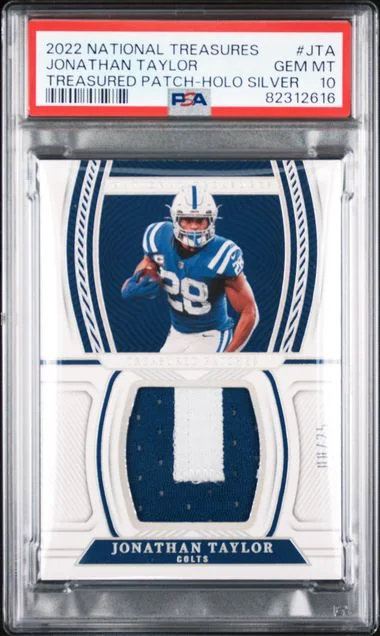 2022 Panini National Treasures Treasured Patch Holo Silver Jta Jonathan Taylor #no-number card image