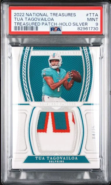 2022 Panini National Treasures Treasured Patch Holo Silver Tta Tua Tagovailoa #no-number card image