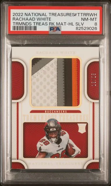 2022 Panini National Treasures Tremendous Treasures Rookies Material Holo Silver Rwh Rachaad #no-number card image