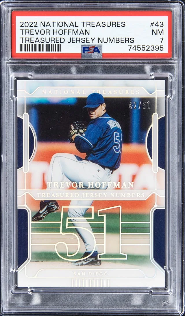 2022 Panini National Treasures Trevor Hoffman Treasured Jersey Numbers #43 card image