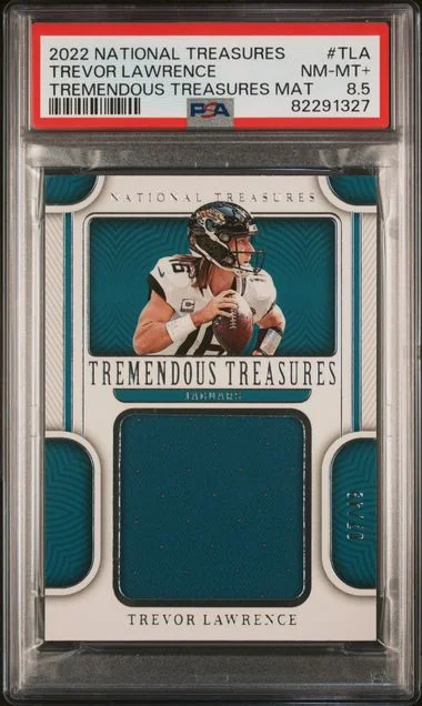 2022 Panini National Treasures Trevor Lawrence Tremendous Treasures Material #TRE-TLA card image