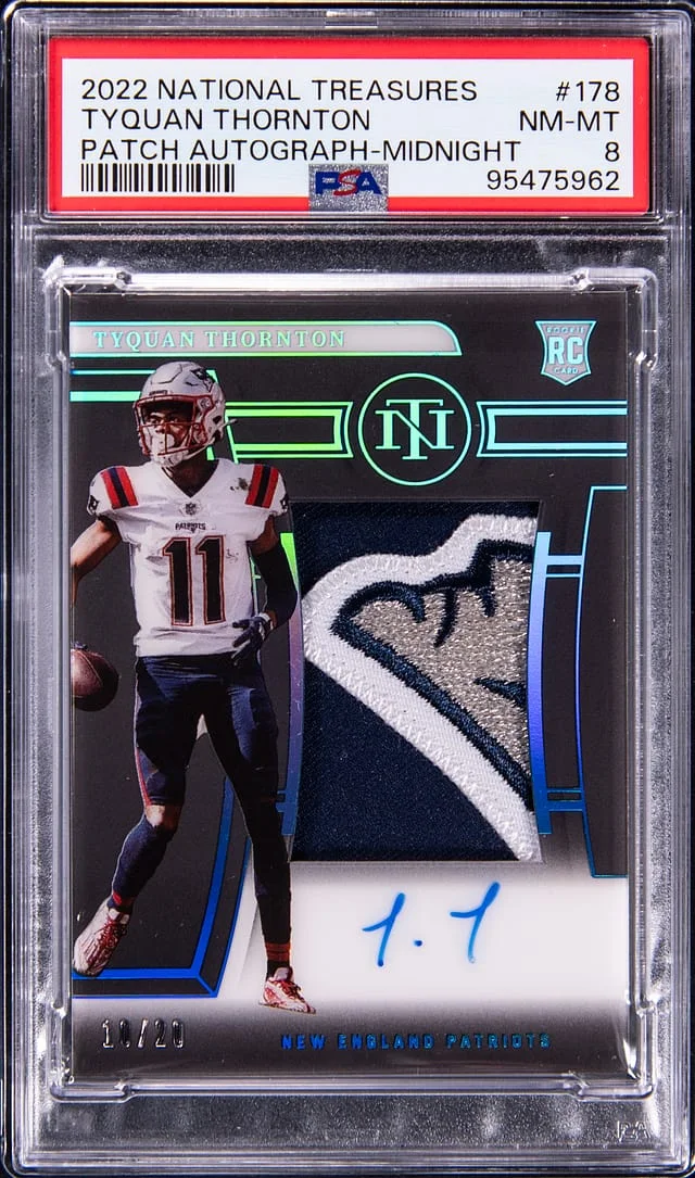 2022 Panini National Treasures Tyquan Thornton Patch Autograph Midnight #178 card image