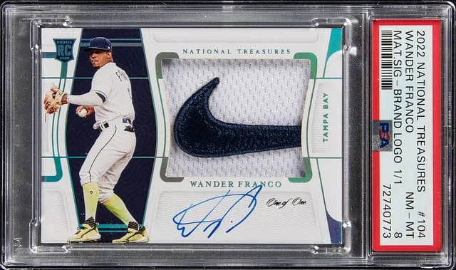 2022 Panini National Treasures Wander Franco Material Signatures Brand Logo #104 card image