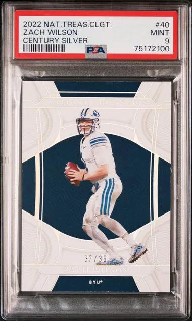 2022 Panini National Treasures Zach Wilson Collegiate Century Silver #40 card image