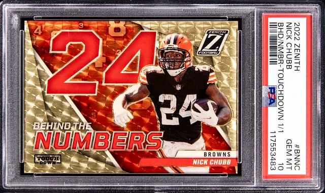 2022 Panini Nick Chubb Zenith Behind The Numbers Touchdown #BNNC card image