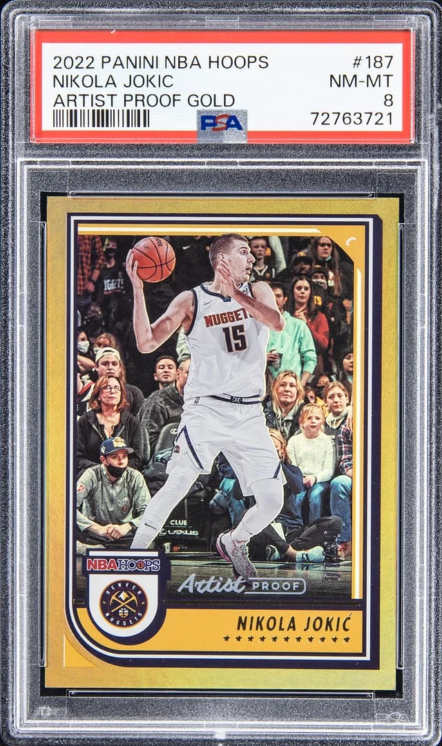 2022 Panini Nikola Jokic NBA Hoops Artist Proof Gold #187 card image
