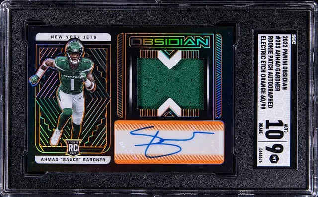 2022 Panini Obsidian Ahmad Gardner Patch Autograph (RPA) Electric Etch Orange #203 card image
