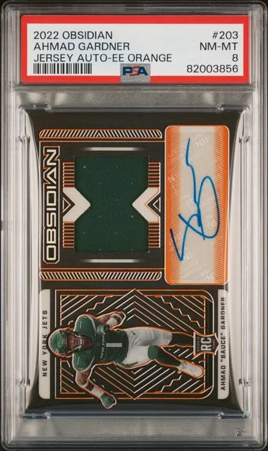 2022 Panini Obsidian Ahmad Sauce Gardner Jersey Autograph-Electric Etch Orange #203 card image