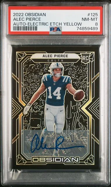 2022 Panini Obsidian Alec Pierce Autographs Electric Etch Yellow #125 card image