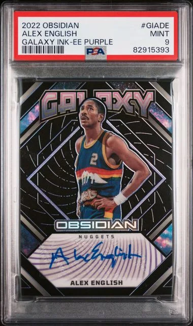 2022 Panini Obsidian Alex English Galaxy Ink Electric Etch Purple #GIADE card image