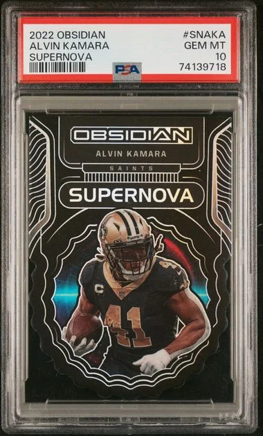 2022 Panini Obsidian Alvin Kamara Supernova #SNAKA card image