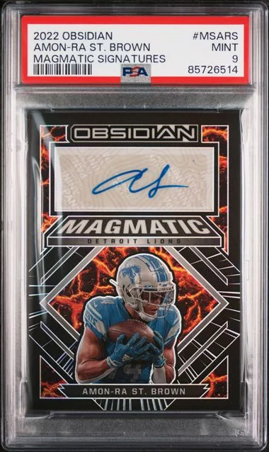 2022 Panini Obsidian Amon-Ra St. Brown Magmatic Signatures #MS-ARS card image