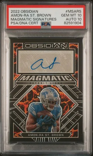 2022 Panini Obsidian Amon-Ra St. Brown Magmatic Signatures #MSARS card image