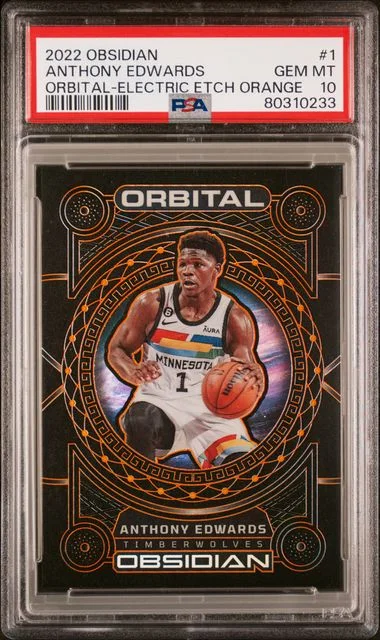 2022 Panini Obsidian Anthony Edwards Orbital Electric Etch Orange #1 card image
