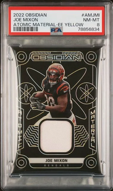 2022 Panini Obsidian Atomic Material Electric Etch Yellow Amjmi Joe Mixon #no-number card image