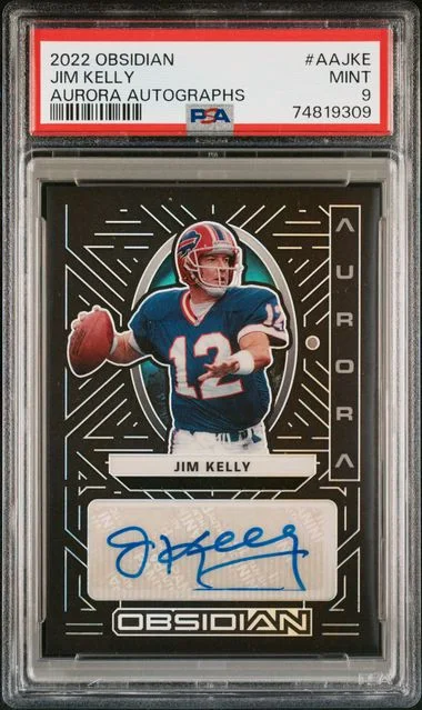 2022 Panini Obsidian Aurora Autographs Aajke Jim Kelly #no-number card image