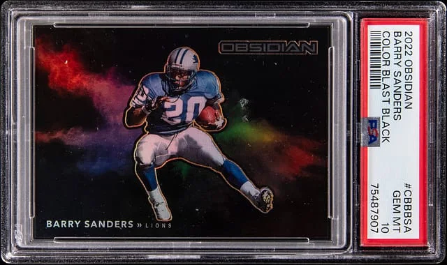 2022 Panini Obsidian Barry Sanders Color Blast Black #CBB-BSA card image